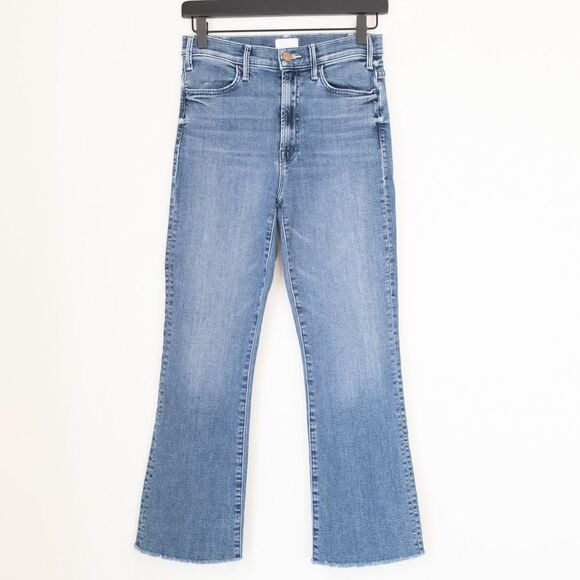 MOTHER Mid Blue Frayed Hem Flare Jeans - Picture 3 of 11